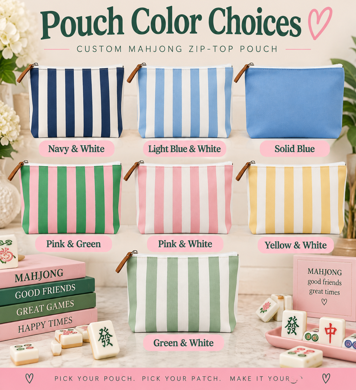 Custom Mahjong Zip-Top Pouch-Pick Your Patch