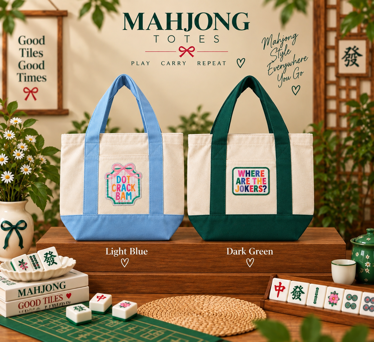 Custom Mahjong Tote Bag-Pick Your Patch